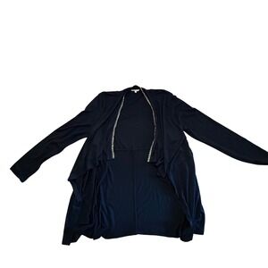 Juicy Couture Black Rhinestone‎ Cardigan XL Sparkle Open Front Shrug Drape Knit